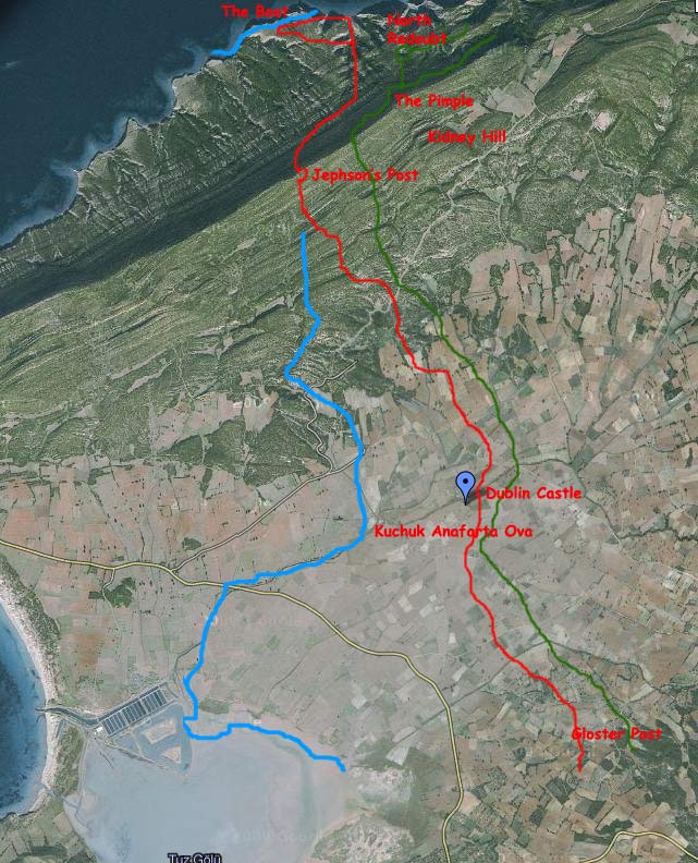 modern map with trench lines