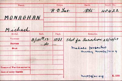 Monaghan shot for desertion medals